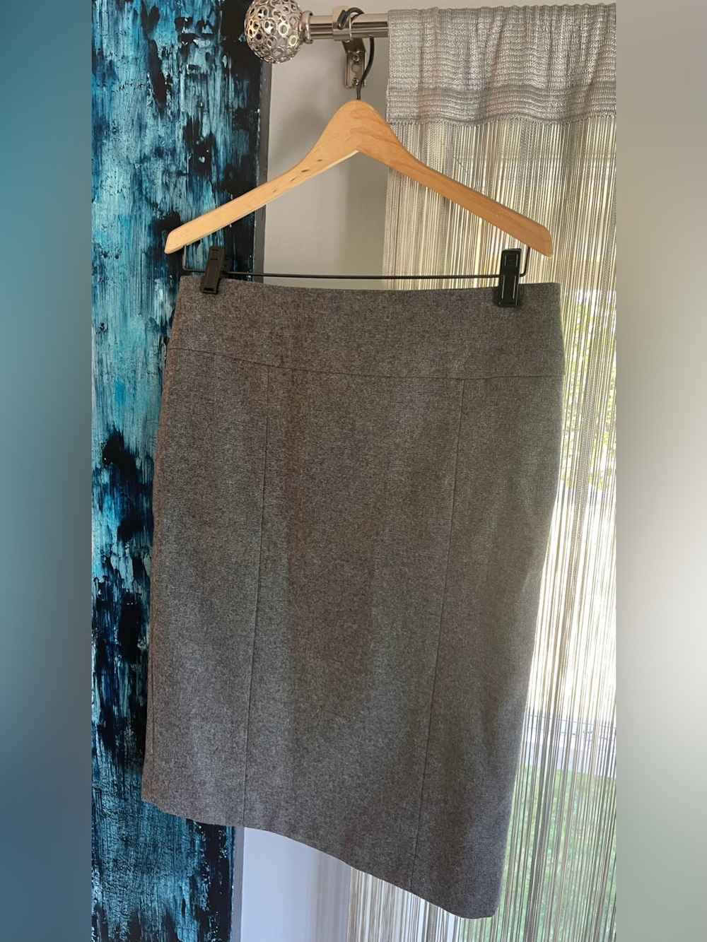 Dalia Collection Gray Wool-Blend Pencil Skirt